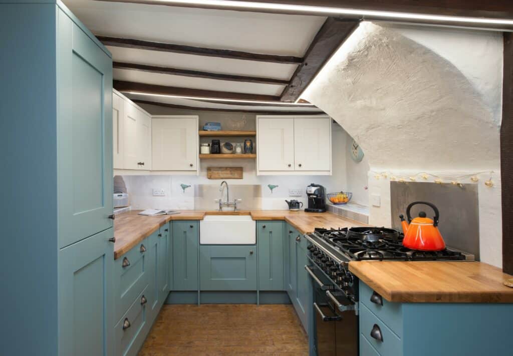 U shape kitchen in listed building