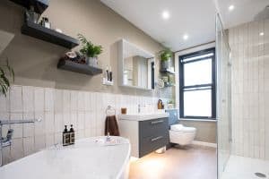 Photo of a contemporary bathroom designed and installed by Roots